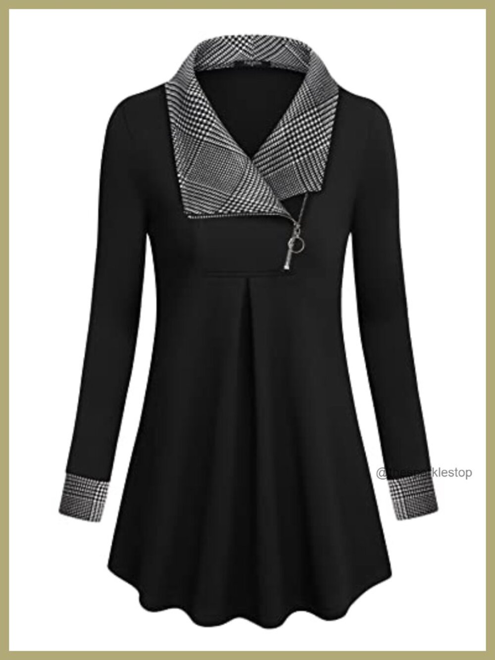 Women's Casual Swing Sweatshirt Long Sleeve Zipper Lapel Tunic Pullover